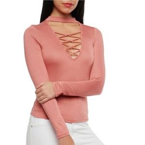 Lace Up Choker Neck Top